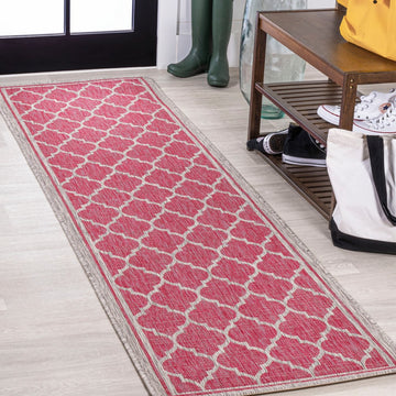 Trebol Moroccan Trellis Textured Weave Indoor/outdoor Runner Rug